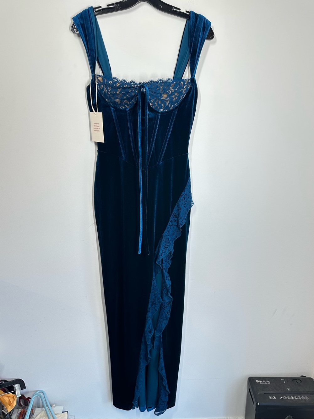 Miss Circle Odilia Teal Velvet Corset Maxi Dress - Women's Medium, NWT - Picture 2 of 7